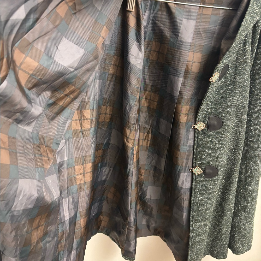Outlander the Series Torrid Cloak Cape Plus Size 3/4 Hooded Tweed Green Coat - Picture 7 of 9